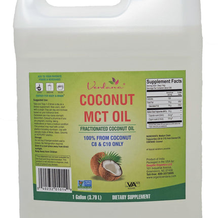 Verdana MCT Oil – 100% Coconut-Derived, 1 Gal | Kosher, Vegan, Non-GMO