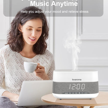Versatile 300ml Essential Oil Diffuser with Bluetooth Speaker & Alarm Clock