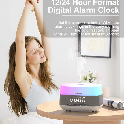 Versatile 300ml Essential Oil Diffuser with Bluetooth Speaker & Alarm Clock