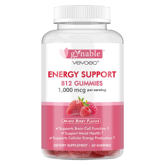 Vevoec Vitamin B12 Gummies – 1000mcg, Mixed Berry, Vegan & Gluten-Free | 60 Count