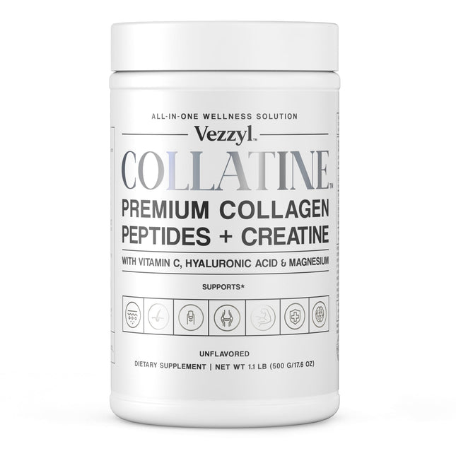 Vezzyl Collatine: Premium Collagen Peptides + Creatine with Vitamin C, Hyaluronic Acid & Magnesium