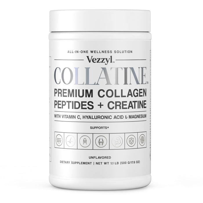 Vezzyl Collatine: Premium Collagen Peptides + Creatine with Vitamin C, Hyaluronic Acid & Magnesium