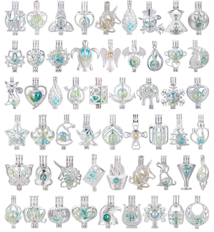 Vie jeune Pearl Cage Locket Pendants – DIY Diffuser Jewelry, 30 Charms