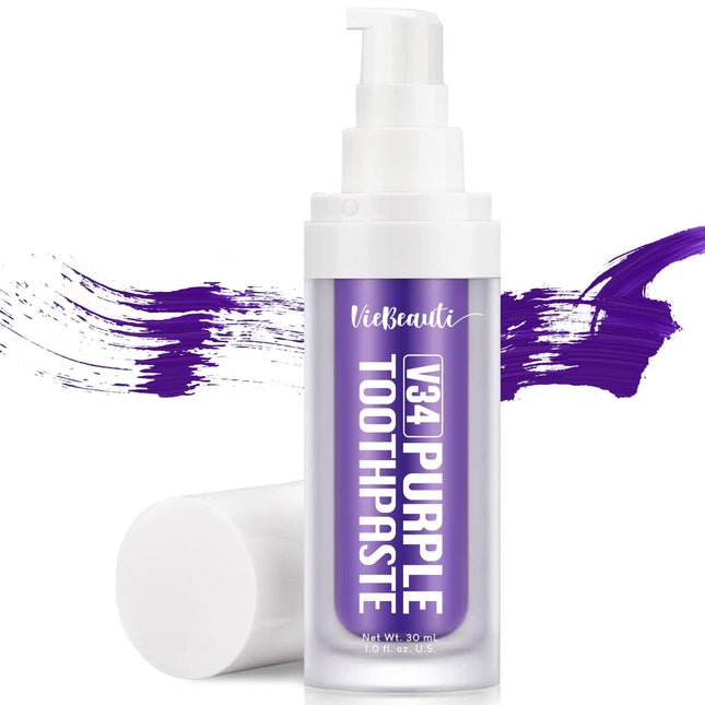 Viebeauti Purple Toothpaste for Teeth Whitening – Purple Color Corrector, 1 fl oz (30 ml)