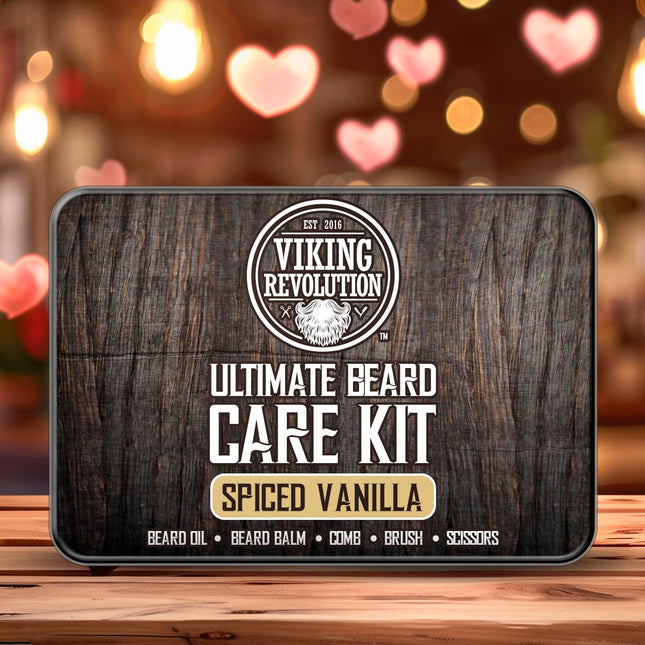 Viking Revolution Ultimate Beard Kit Spiced Vanilla – Beard Grooming Set for Men (Brush, Comb, Oil, Balm, Scissors)