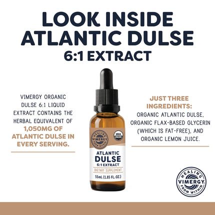 Vimergy USDA Organic Atlantic Dulse Liquid – Antioxidant Support, Vegan & Gluten-Free – 55 Servings (55 mL)