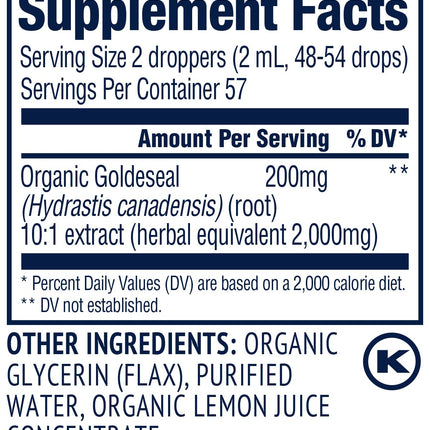 Vimergy USDA Organic Goldenseal Tincture – 115 mL, 57 Servings, Alcohol-Free