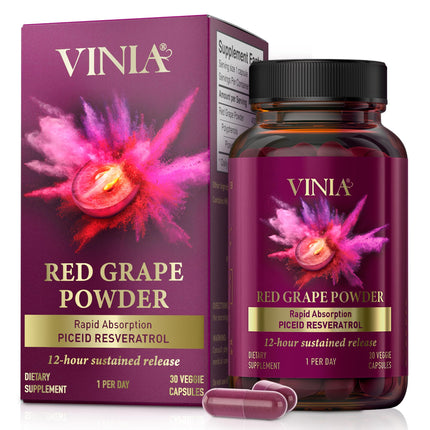VINIA Piceid Resveratrol Supplement – Blood Flow & Heart Health (Non-GMO, 30 Count)