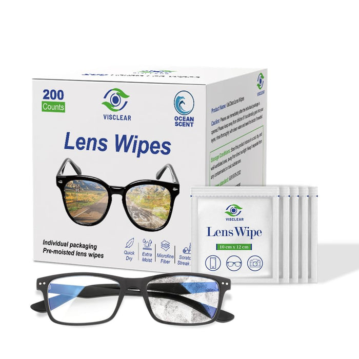 VisClear Lens Wipes for Eyeglasses – 200 Count, Extra Moist, Scratch-Free