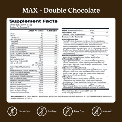 VitaHustle ONE Max Protein + Creatine – 30g Plant Protein, Double Chocolate