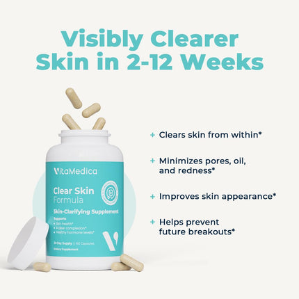 VitaMedica Clear Skin Vitamin Formula — Noncystic Acne Support (2 Pack)