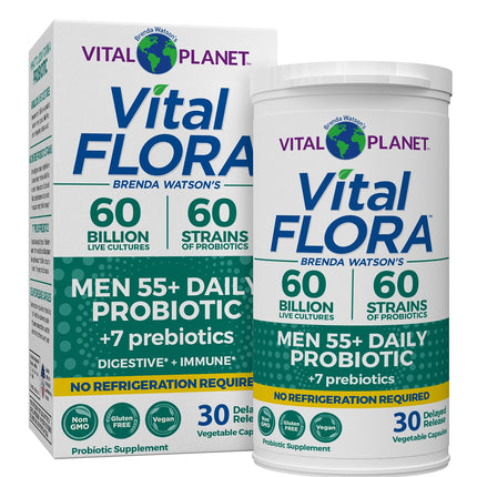 Vital Flora Men 55+ Daily Probiotic - 60B CFU, 60 Strains | Vital Planet