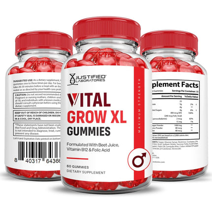 Justified Laboratories Vital Grow XL 1000mg ACV Gummies 2-Pack