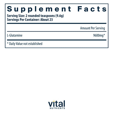 Vital Nutrients Glutamine Powder – GI Support, Gluten Free & Non-GMO (225 g / 8 oz)