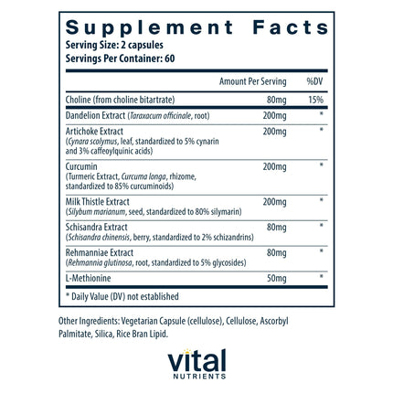 Vital Nutrients Liver Support Milk Thistle & Curcumin | Vegan, Gluten-Free | 120 Capsules