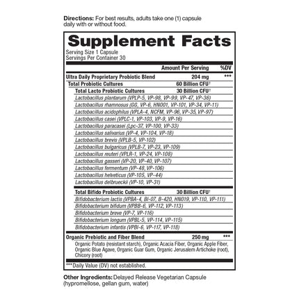 Vital Pro Naturals Ultra Daily Probiotic + Prebiotics | 30 Capsules