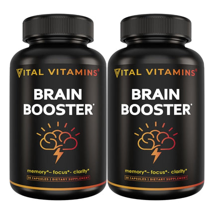 Vital Vitamins Brain Booster (2-Pack) — Memory & Focus Nootropics, Caffeine-Free