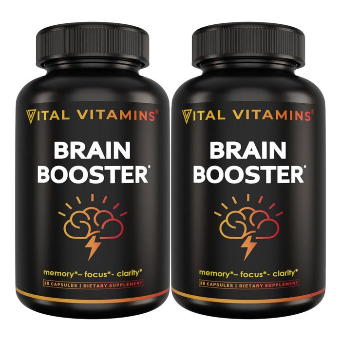 Vital Vitamins Brain Booster (2-Pack) — Memory & Focus Nootropics, Caffeine-Free