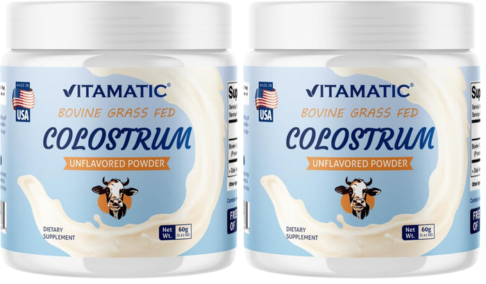 Vitamatic Bovine Colostrum Powder 30% IgG - 60g (2-Pack) for Gut Health & Immunity