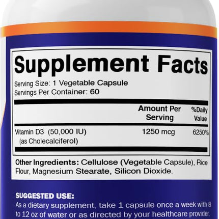 Vitamatic Vitamin D3 50,000 IU Weekly Dose – 60 Veggie Capsules