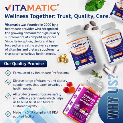 Vitamatic Lactobacillus Salivarius 2 Billion per DR Capsule - 60 Count - Digestive Support - Made with Prebiotic Inulin Fiber (3 Bottles)