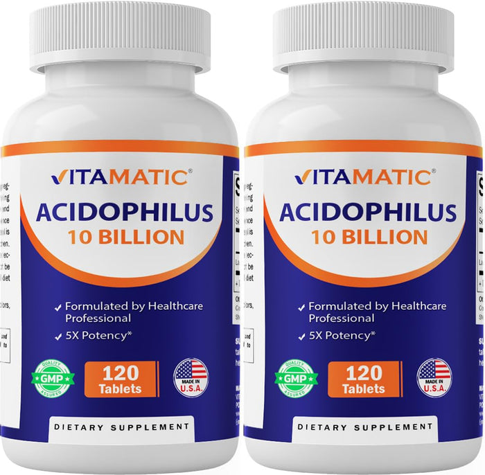 Vitamatic Probiotic 240 Tablets – 10B CFU Acidophilus, 5X Potency