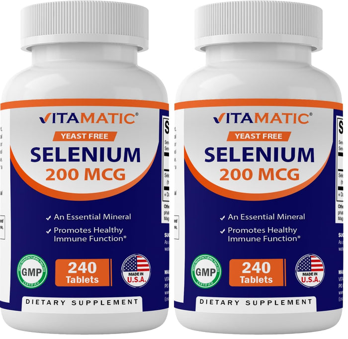 Vitamatic Yeast Free Selenium 200mcg – Selenomethionine Supplement, 240 Tablets (Pack of 2)