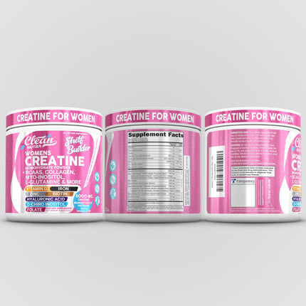 Creatine for Women | Creatine Monohydrate + BCAA Powder Myo-Inositol Collagen Biotin Hyaluronic Acid Folate L Glutamine Vitamin D3 Iron Zinc D-Chiro-Maca Digestion Shelf Builder by Clean Nutra
