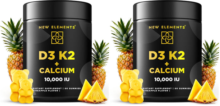 Vitamin D3 K2 Gummies 10000 IU with Calcium 100mg – Vegan, Gluten Free, Non-GMO (Pack of 2)