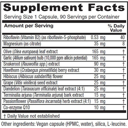 Vitanica Rauwolfia Extra - Heart Health Supplement with Magnesium, CoQ10 & Snakeroot (90 Vegan Caps)