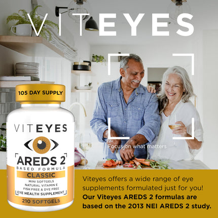 Viteyes AREDS 2 Classic Macular Health Softgels – Low Zinc, Beta-Carotene Free, 210 Softgels