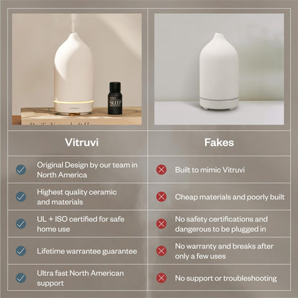 Vitruvi Stone Diffuser - Ceramic Ultrasonic Essential Oil Diffuser | 90ml