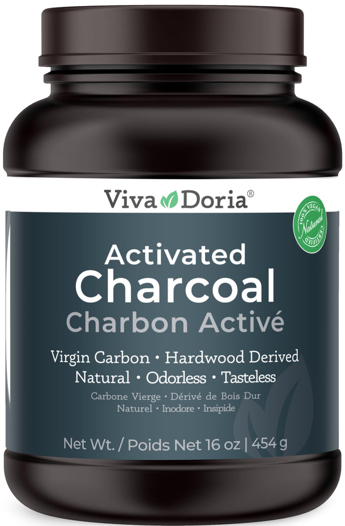 Viva Doria Virgin Activated Charcoal Powder - Hardwood Derived, Food Grade, 16 oz (1 lb)