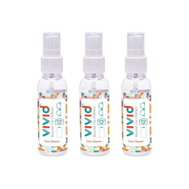 VividVision myclean Lens Cleaning Solution Spray – No Detergent, No Foam – 50 ml Pack of 3 for Glasses, Screens & Cameras