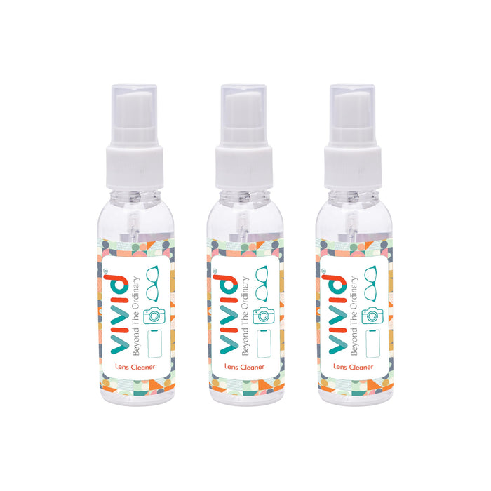 VividVision myclean Lens Cleaning Solution Spray – No Detergent, No Foam – 50 ml Pack of 3 for Glasses, Screens & Cameras