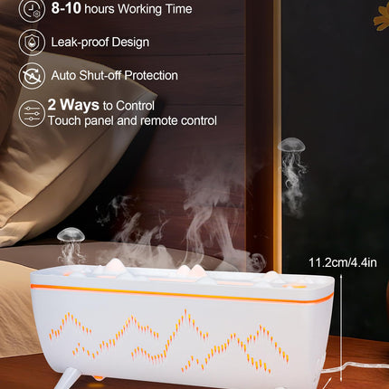 280ML Volcano Jellyfish Diffuser with Timer – Low Noise 3-Hole Flame Mist, Leak-Proof