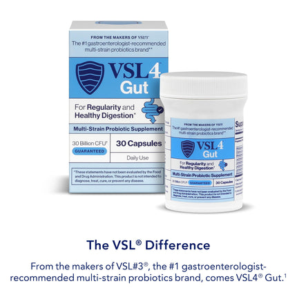 VSL4 Gut Daily Probiotics – 30B CFU, Multi-Strain, 2-Pack (60 Capsules)