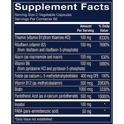 Vthrive Bioactive B-Complex – Vitamin B + Active Coenzymes for Energy Production (120 Vegetable Capsules)