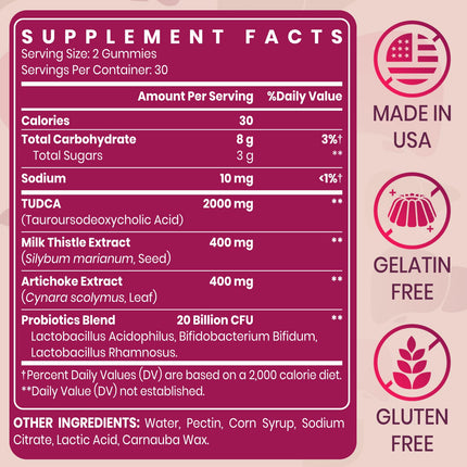 Vylarithonixa Premium TUDCA Gummy Supplement 2000mg - Vegan, 60 Servings