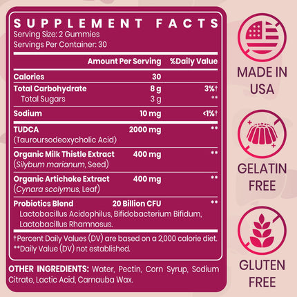 Vylarithonixa Premium TUDCA Gummy Supplement 2000mg - Vegan, 60 Servings
