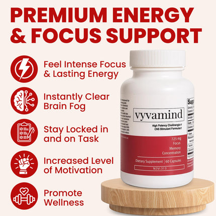 Vyvamind Neurostimulant + Focus Aid — Fast Cognitive Boost, 60 Capsules