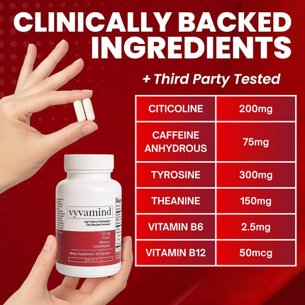 Vyvamind Neurostimulant + Focus Aid — Fast Cognitive Boost, 60 Capsules