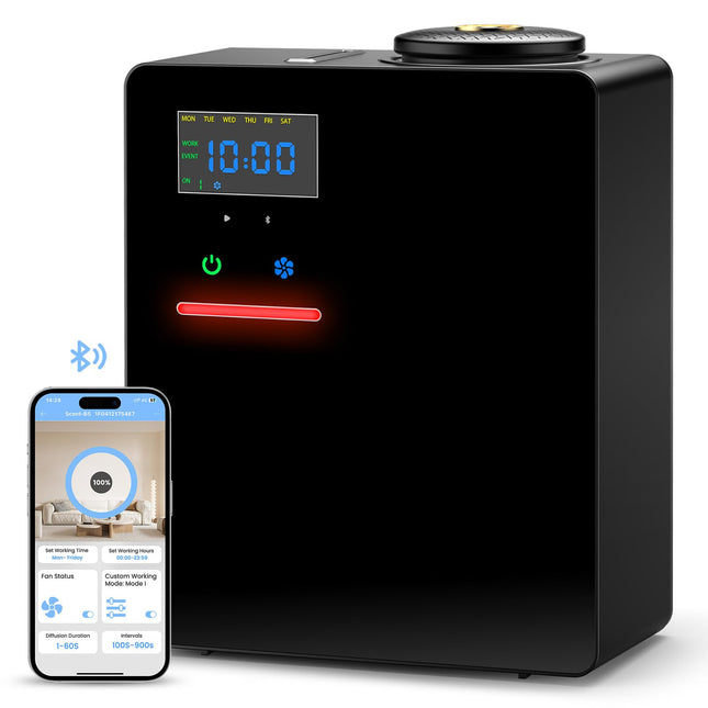 Waterless Essential Oil Diffuser - 5000 Sq Ft Coverage for Large Homes, Hotels & Offices | Bluetooth App Control