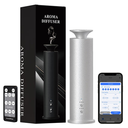 Waterless Diffuser Machine - 3.5 oz Capacity, App Control, 1800 Sq Ft Coverage, Ancient Silver