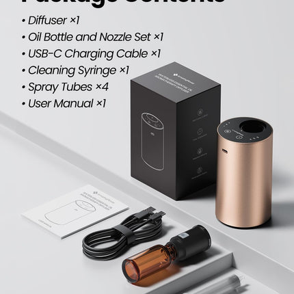 Waterless Essential Oil Diffuser - Desert Titanium, 3 Mist Levels & Rechargeable