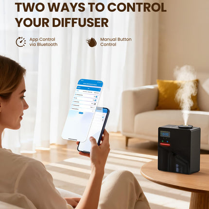 Waterless Essential Oil Diffuser - 5000 Sq Ft Coverage for Large Homes, Hotels & Offices | Bluetooth App Control