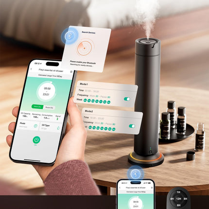 Waterless Scent Diffuser Kit – 5x20ml Essential Oils, App & Remote, 1500 Sq Ft