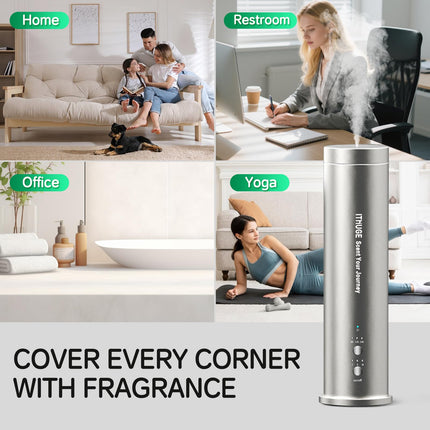Waterless Essential Oil Diffuser for Large Room – Up to 1200 Sq Ft Coverage, Bluetooth App & Remote (M202B)