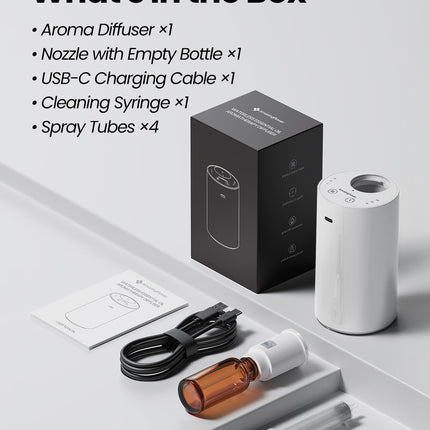 Waterless Essential Oil Diffuser | Portable Battery-Operated 20mL Mini Diffuser (White)