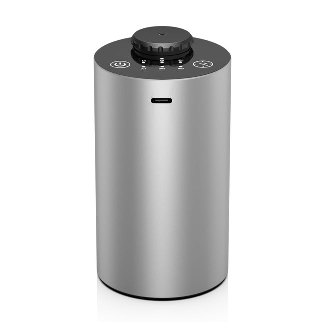 Waterless Essential Oil Diffuser – Battery Powered Car Diffuser with 3 Mist Levels and Timer (Silver)